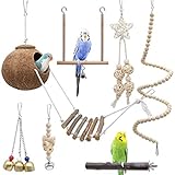 Yue Vogel Papagei Spielzeuge 7 Stück, Kokosnuss Vögel Käfig mit Leiter,...